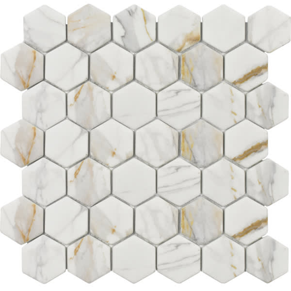 Calacata Gold Hexagon Mosaic 12x12