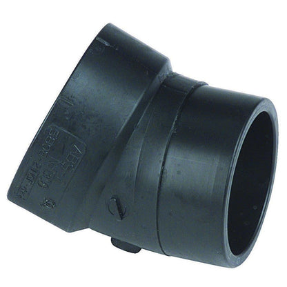DWV Street 22.5 deg Elbow, 4 in, Spigot x Hub, ABS