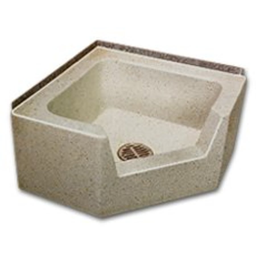 Terrazzo Mop Sink, 1 Basin, Floor Mount, Precast Terrazzo, White