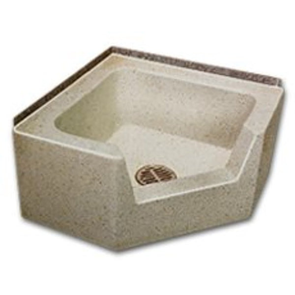 Terrazzo Mop Sink, 1 Basin, Floor Mount, Precast Terrazzo, White