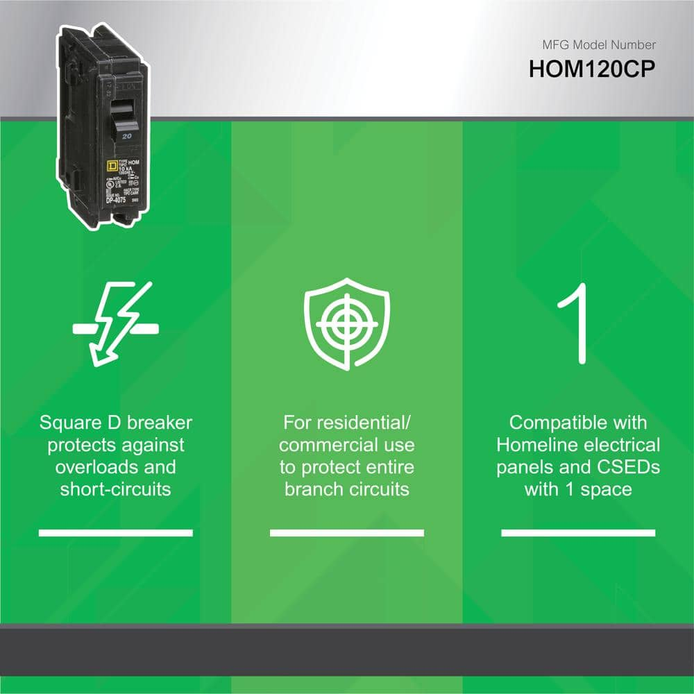 Homeline 20 Amp Single-Pole Circuit Breaker(HOM120CP)