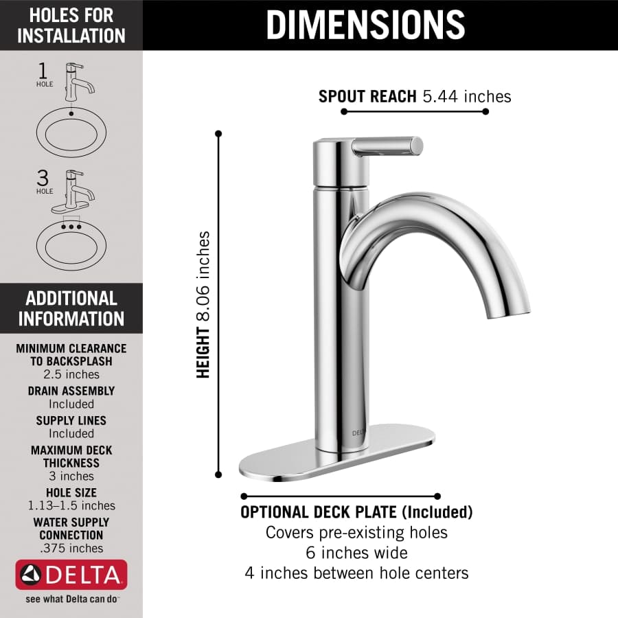 Nicoli 1.2 GPM Single Hole Bathroom Faucet with Push Pop-Up Drain Assembly