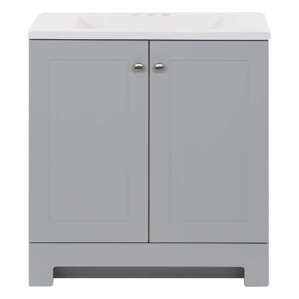 30 in. W x 19 in. D x 33 in. H Single Sink Freestanding Bath Vanity in Pearl Gray with White Cultured Marble Top