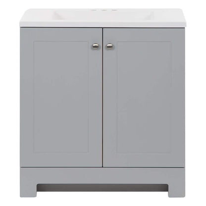 30 in. W x 19 in. D x 33 in. H Single Sink Freestanding Bath Vanity in Pearl Gray with White Cultured Marble Top