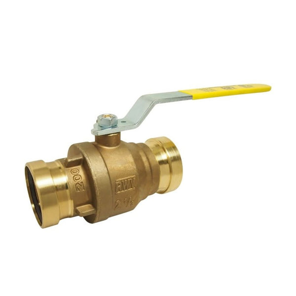 2-Piece Ball Valve, 2-1/2 in, Press, Full Port, Plated Brass Ball, Brass