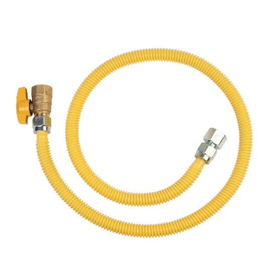 Gas Flex with Ball Valve, 1/2 in ID, 3/4 in, FNPT, 48 in L