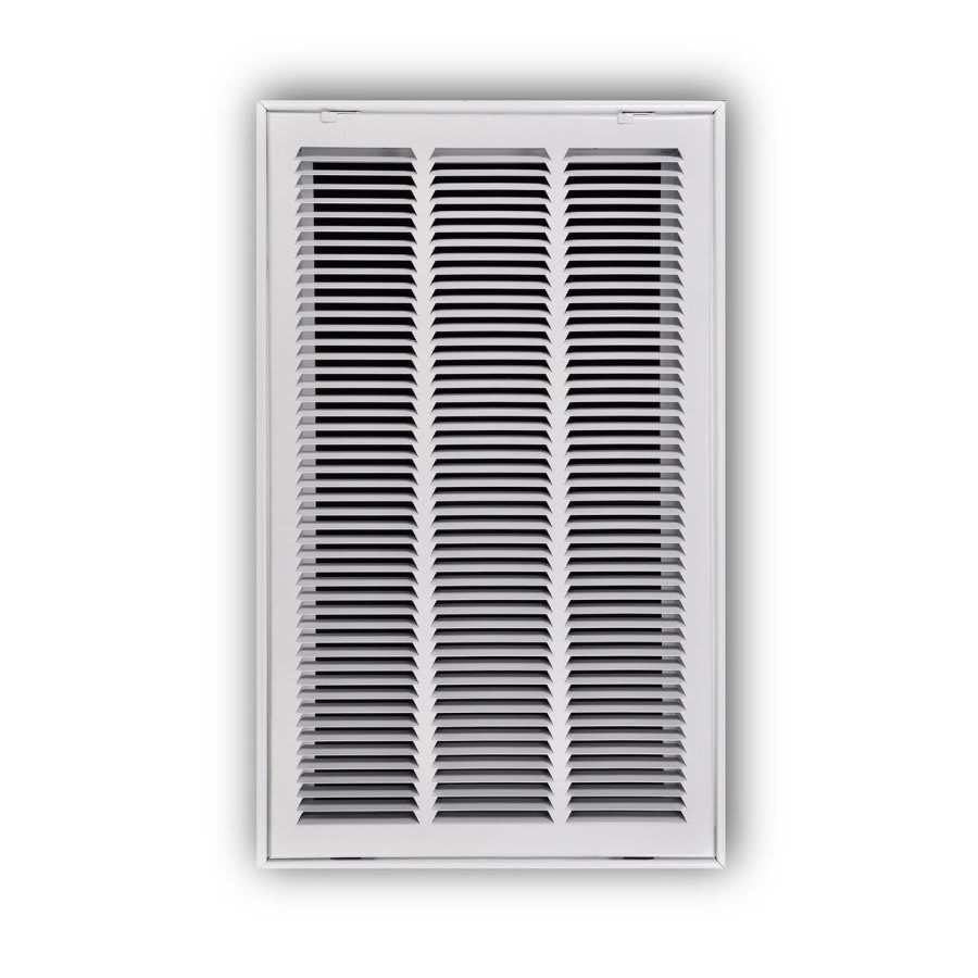 Stamped Fixed Hinge Face Return Filter Grille, 14 x 25 in, 1/2 in Spacing, 1 in Filter, Steel, White