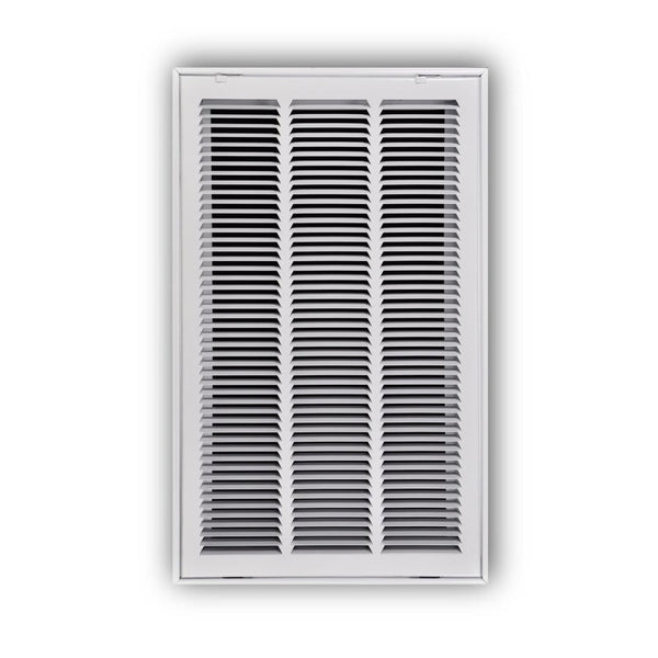 Stamped Fixed Hinge Face Return Filter Grille, 14 x 25 in, 1/2 in Spacing, 1 in Filter, Steel, White
