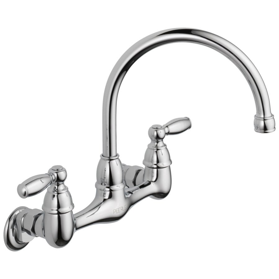 Kitchen Faucet, Wall Mount, ADA, 2 Lever Handle, 2-Hole, Polished Chrome
