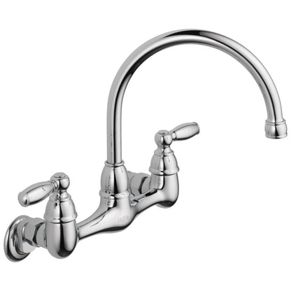 Kitchen Faucet, Wall Mount, ADA, 2 Lever Handle, 2-Hole, Polished Chrome