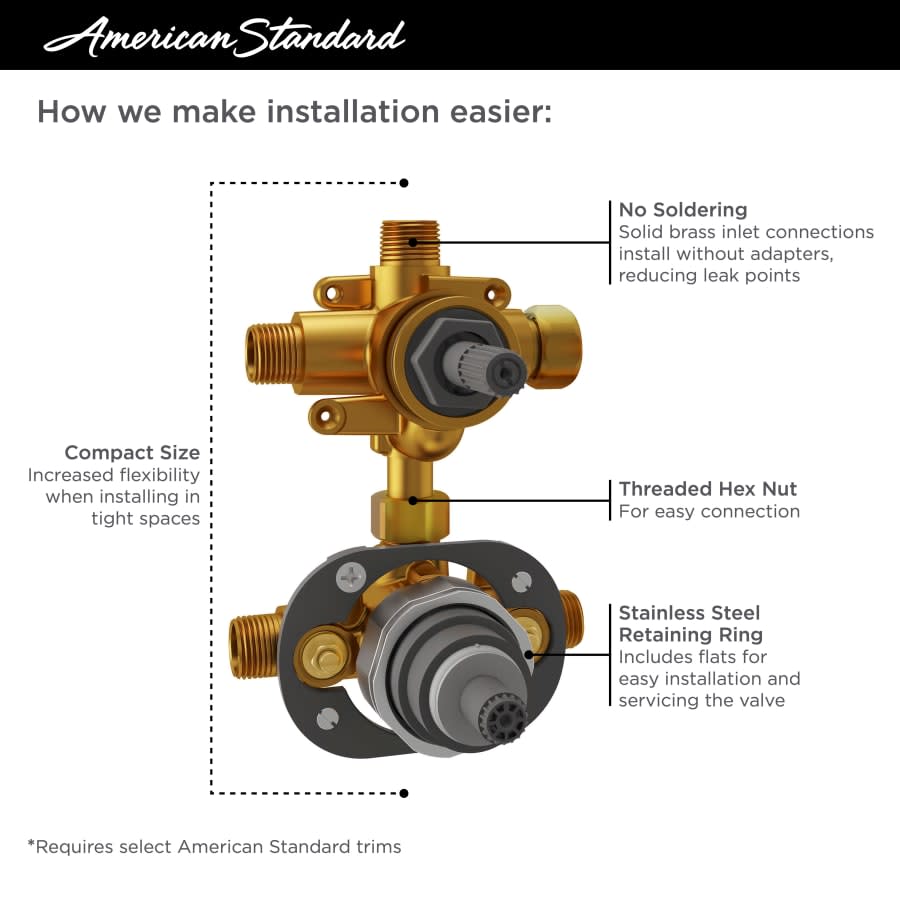 Flash 2-Way Integrated Shower Diverter Rough-In Valve with Pressure Balance Valve Cartridge