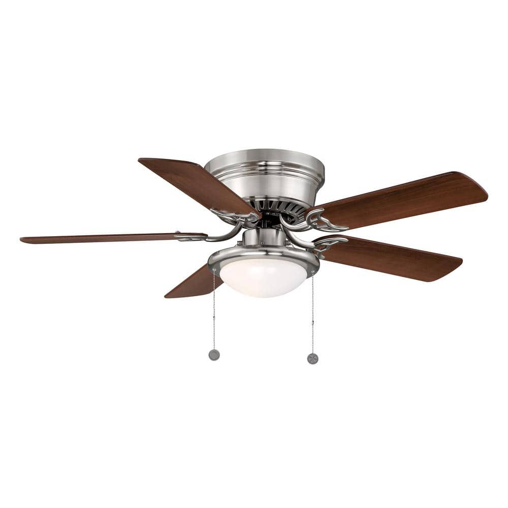 Hugger 44 in. LED Indoor Brushed Nickel Ceiling Fan with Light Kit