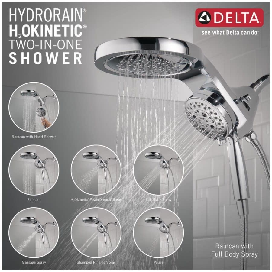 Universal Showering Round 2.5 GPM Multi Function 2-in1 In2ition Shower Head and Hand Shower with Touch Clean, H2Okinetic and MagnaTite Technology