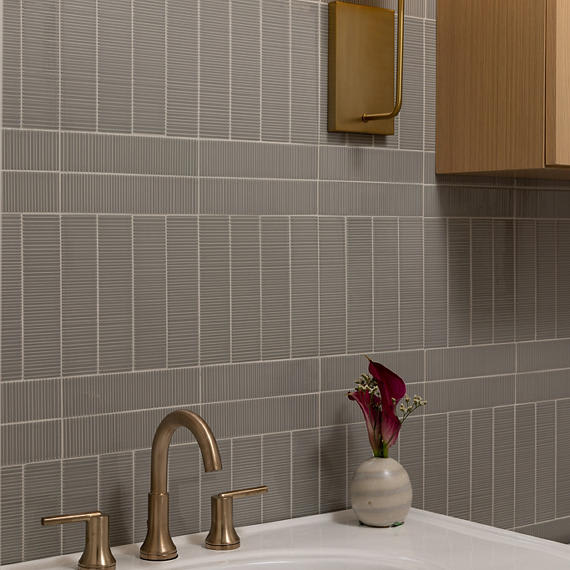 Revalia Remix Ripple Gray Rectangle, Ripple 2X8 Glossy