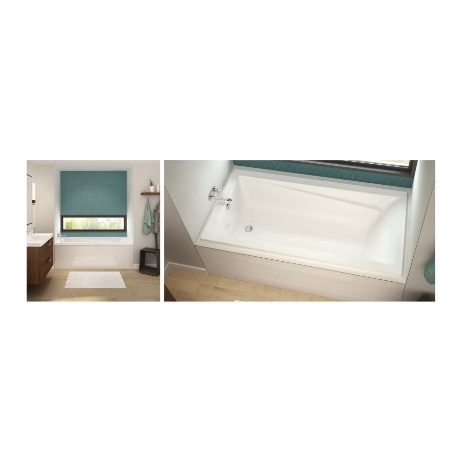 Exhibit Drop-In Tub, 60 x 36 x 18 in, End Drain, White