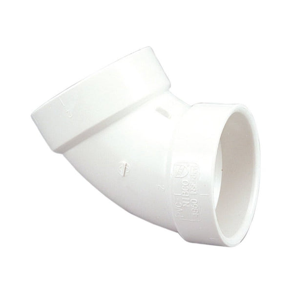 60 deg Elbow, 4 in, Hub, DWV, PVC