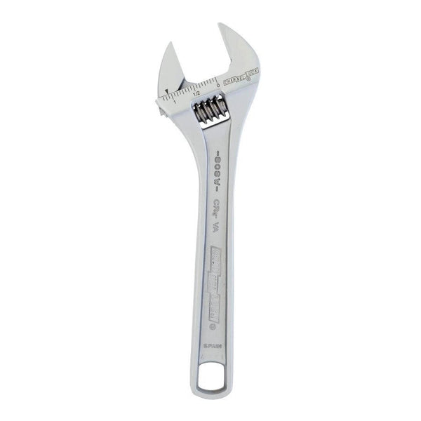 8 in, Adjustable Wrench, 17/32 in Wide, Chrome