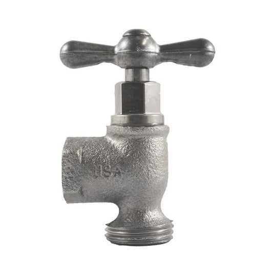 Washing Machine Valve, 1/2 in Inlet, FNPT, Rough Satin/Nickel Plated