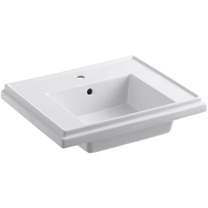 Tresham 24" Pedestal Fireclay Bathroom Sink with Single Faucet Hole Drilled and Overflow - Less Drain Assembly