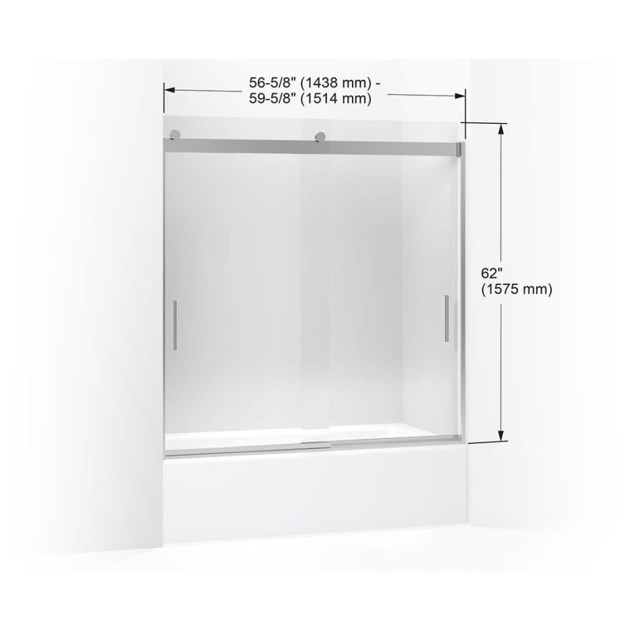 Levity 62" High x 59-5/8" Wide Bypass Frameless Tub Door with Clear Glass