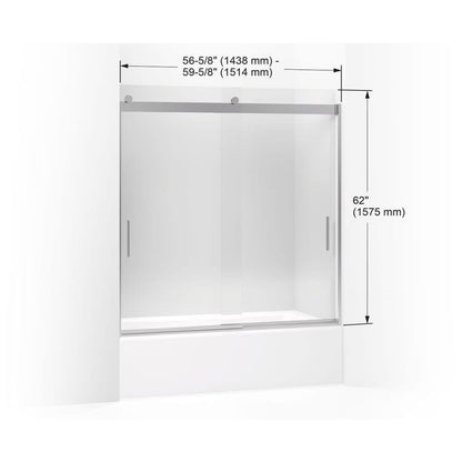 Levity 62" High x 59-5/8" Wide Bypass Frameless Tub Door with Clear Glass