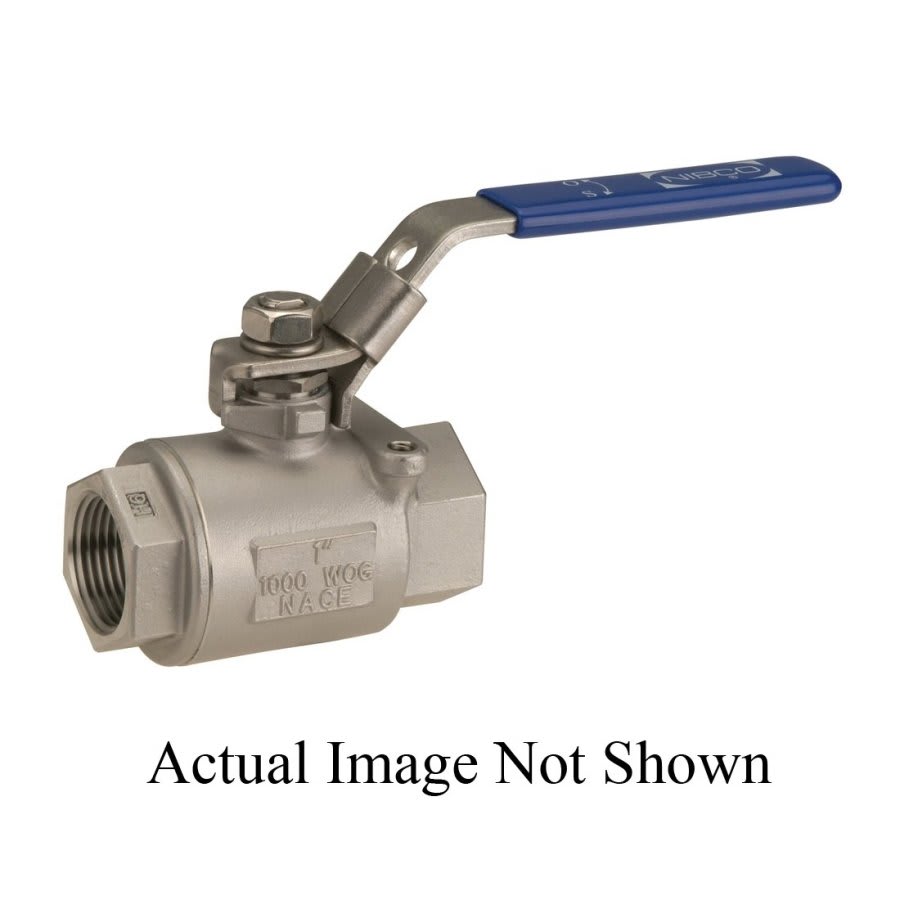 2-Piece Ball Valve, 1-1/4 in, FNPT, Full Port, Stainless Steel Ball, 304/304L Stainless Steel