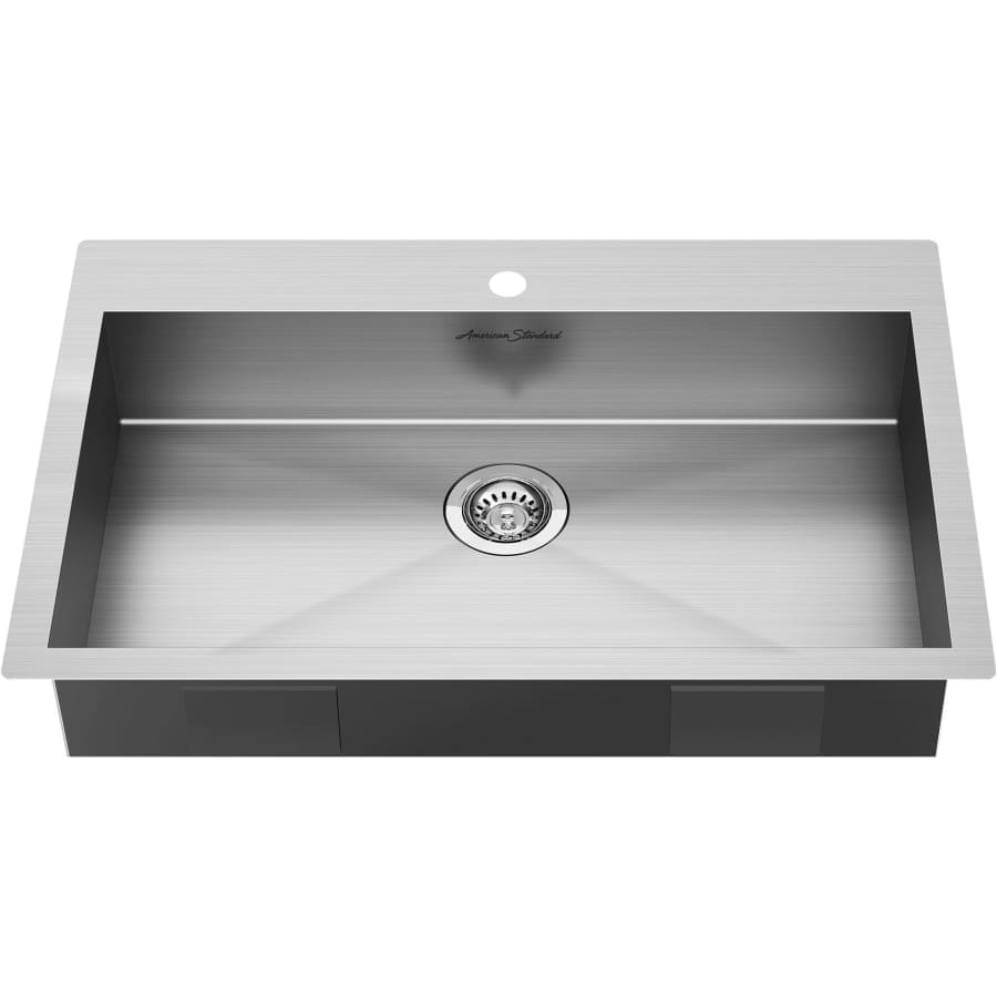 Edgewater 33" Drop In or Undermount Single Basin Stainless Steel Kitchen Sink with Basket Strainer, Basin Rack, and Sound Dampening Technology