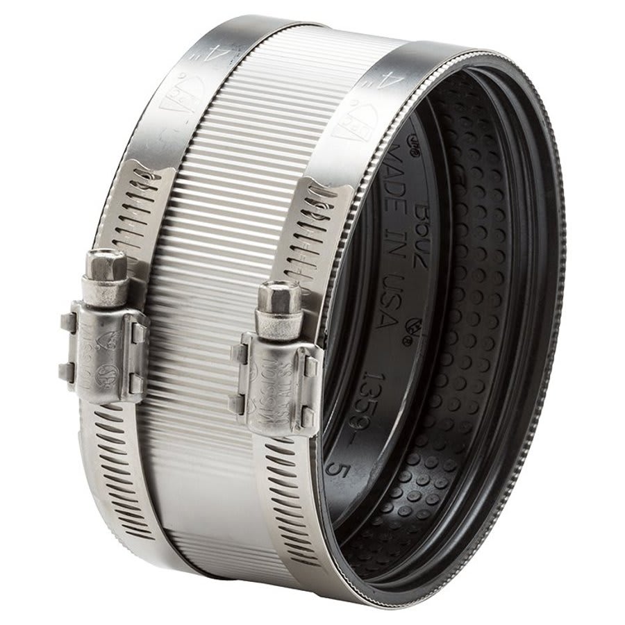 Coupling, 6 in, No Hub, Stainless Steel