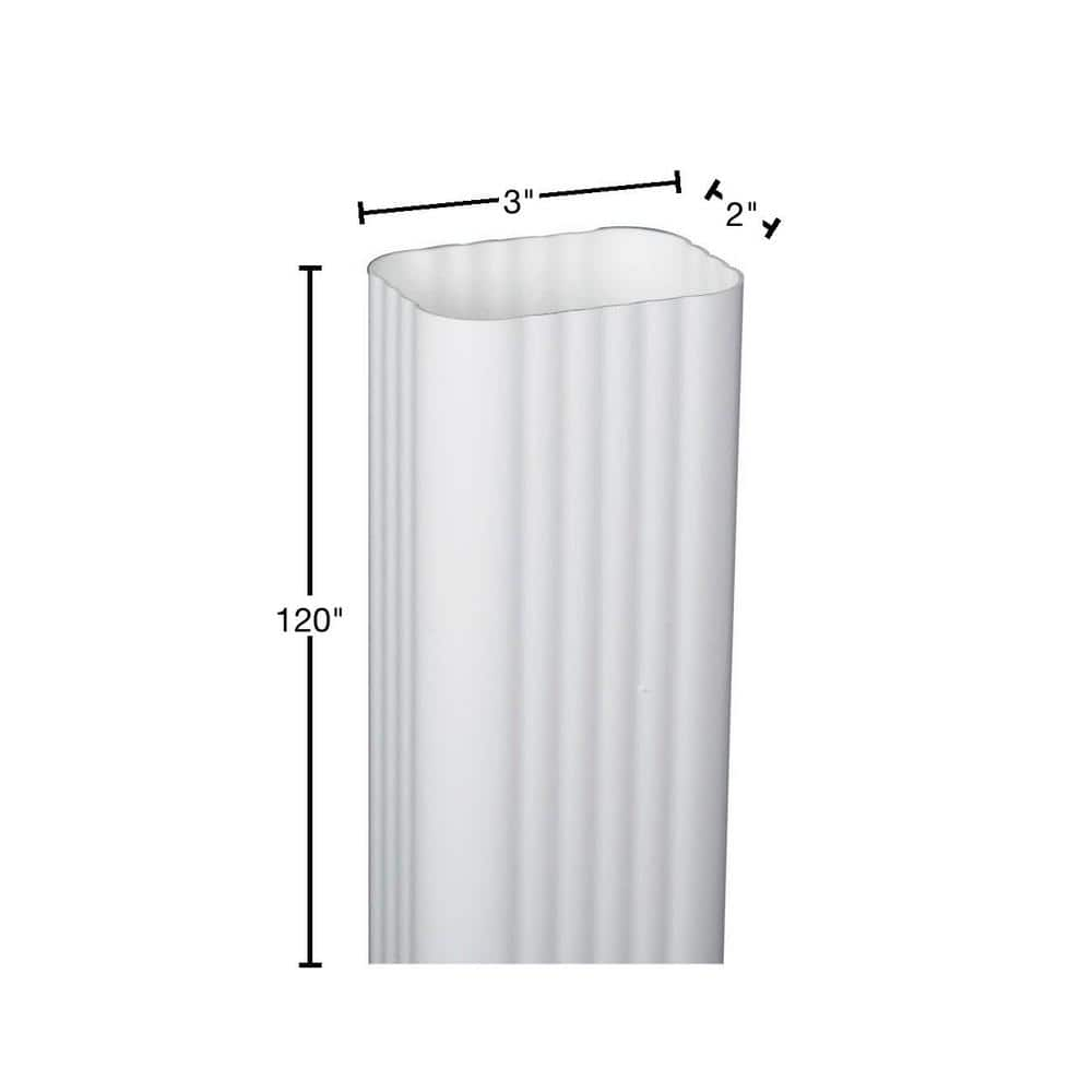 2 in. x 3 in. x 10 ft. White Vinyl Downspout