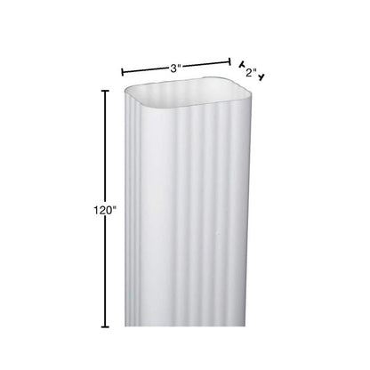 2 in. x 3 in. x 10 ft. White Vinyl Downspout