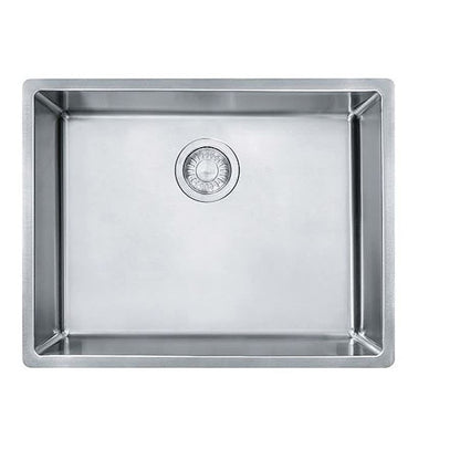 Cube Single Bowl Kitchen Sink, Under Mount, 22-3/4 x 17-3/4 in, 9 in Bowl Depth, 18 ga Satin Steel, Stainless