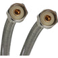Flexible Water Supply, 1/2 in, FNPT, 12 in L, Stainless Steel
