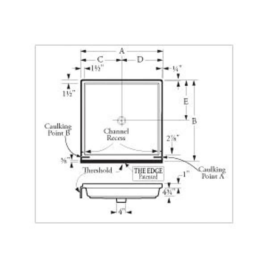 Shower Tray/Base, Fiberglass, White