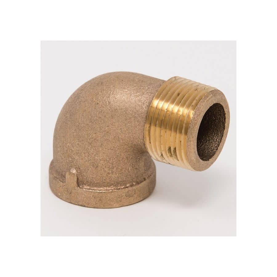 Street 90 deg Elbow, 1/4 in, MNPT x FNPT, Lead Free Brass, Rough Brass, Domestic