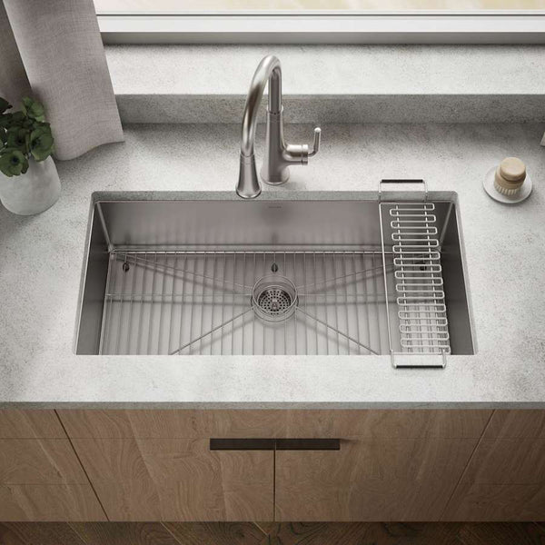 Strive 35" Single Basin Undermount 16-Gauge Stainless Steel Kitchen Sink with SilentShield with Accessories Included