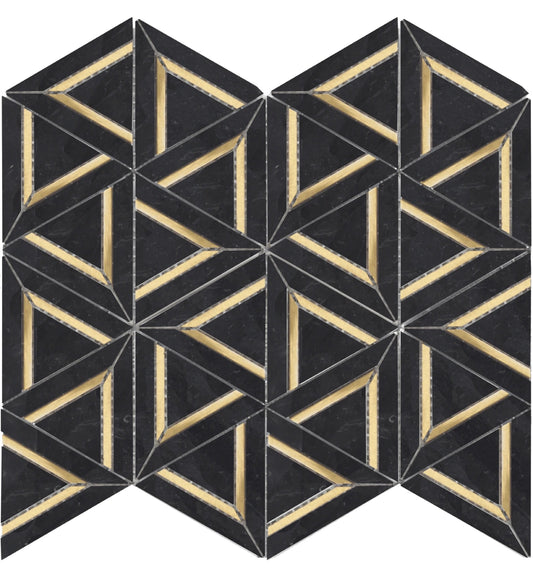 NERO MARQUINA METAL GEO 12x14 MOSAIC