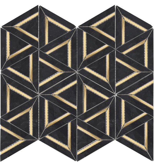 NERO MARQUINA METAL GEO 12x14 MOSAIC