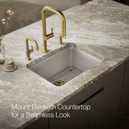 Cairn 24-1/2" Undermount Single Bowl Neoroc Granite Composite Kitchen Sink with Bottom Sink Rack