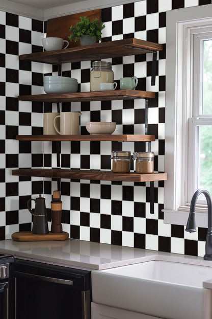 White and Black 4" Checkered Matte