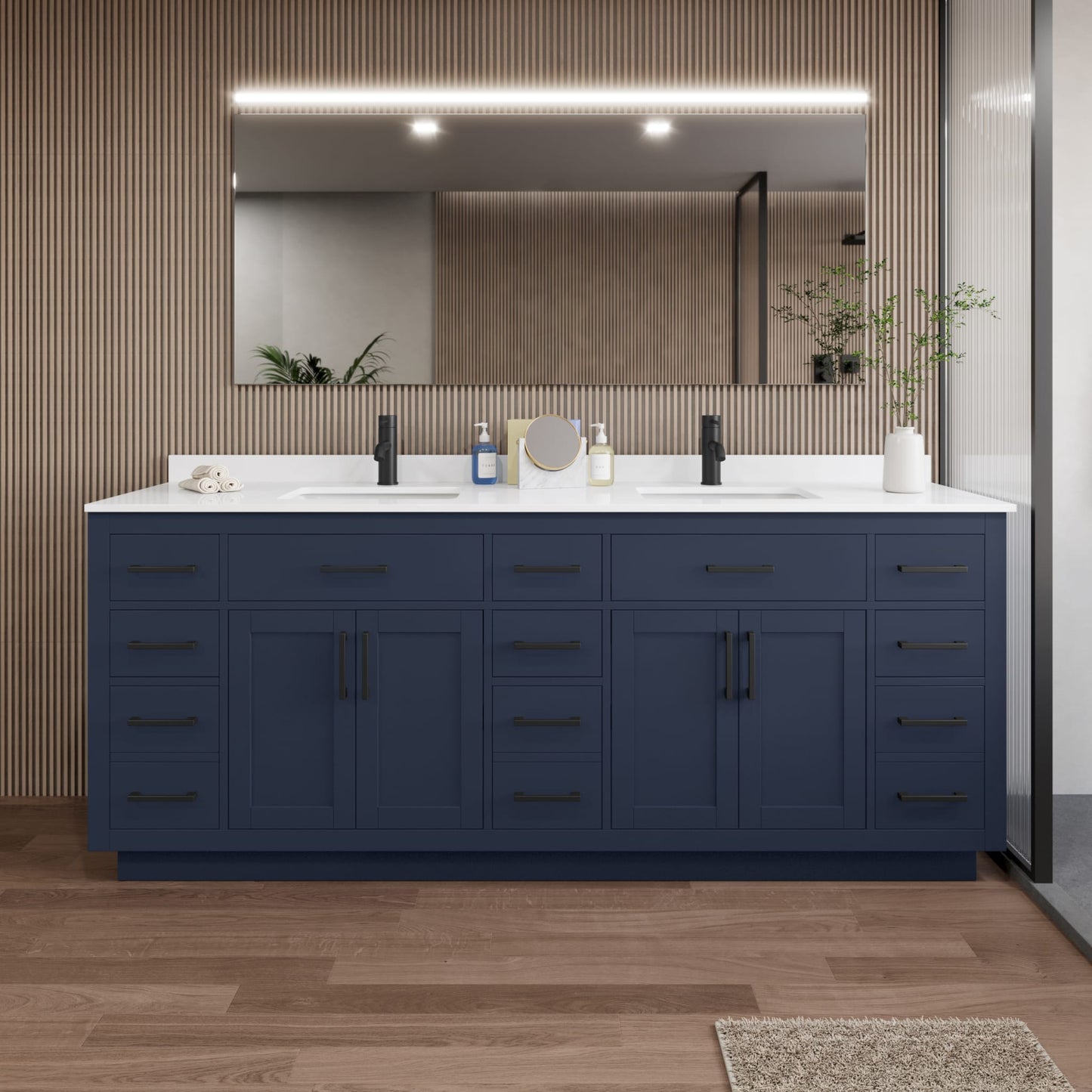 Beckett Double Bathroom Vanity with Toe Kick - 84W x 35H x 22D