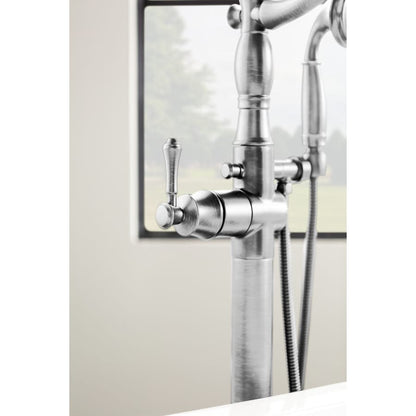 Cassidy Floor Mounted Tub Filler with Integrated Diverter and Hand Shower - Less Rough In