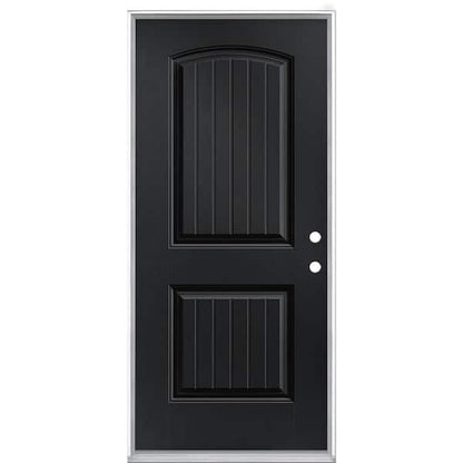 36 in. x 80 in. Cheyenne 2-Panel Left Hand Inswing Painted Smooth Fiberglass Prehung Front Exterior Door No Brickmold