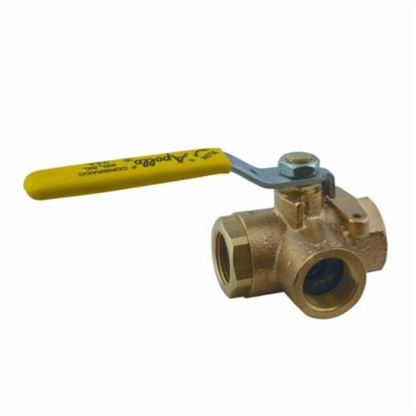 2-Piece Ball Valve, 3/4 in, FNPT, Standard Port, Plated Brass Ball, Bronze