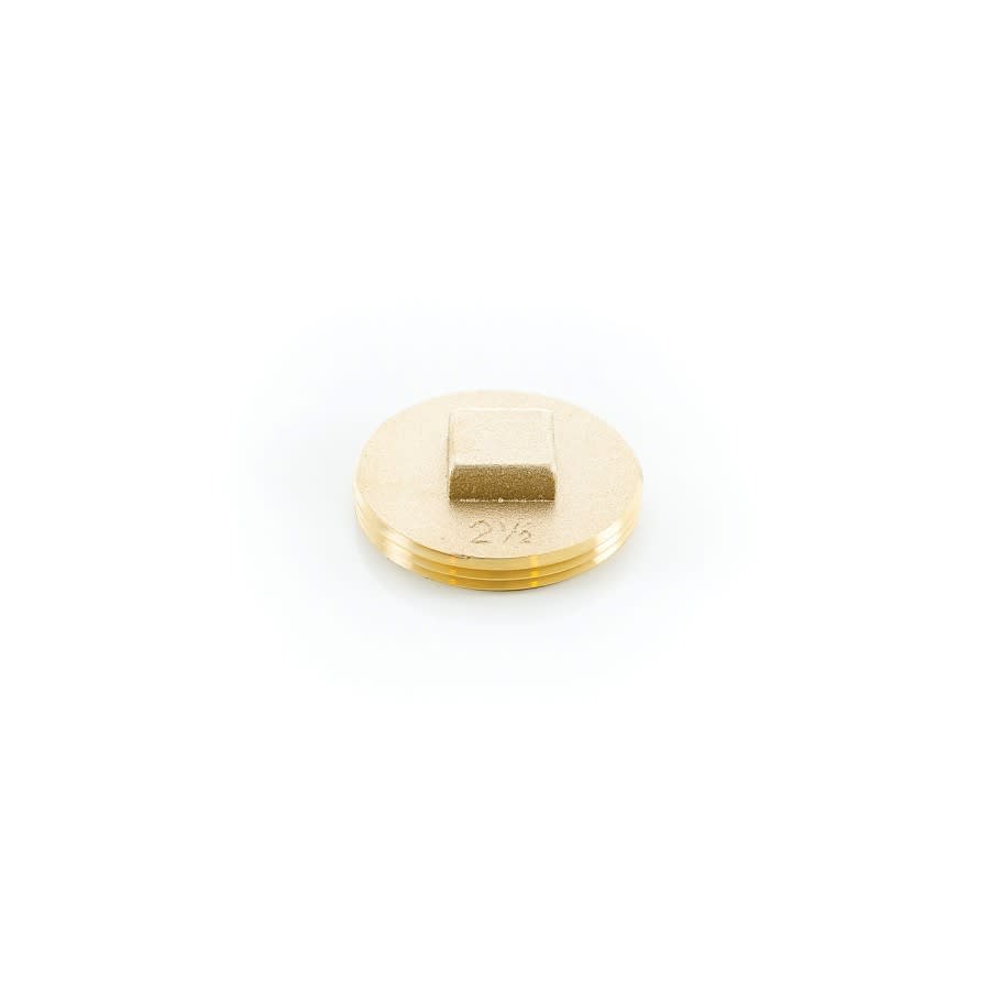 Countersunk Square Tapped Cleanout Plug, 2-1/2 in, 1/4-20, Brass