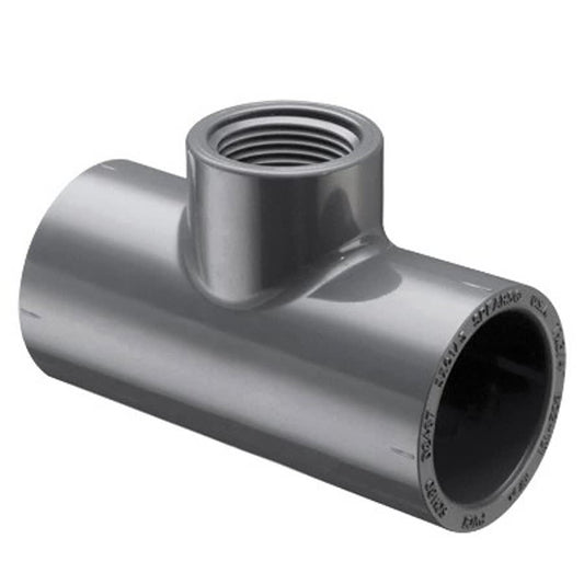 Tee, 3/4 in, Socket x FNPT, SCH 80/XH, PVC