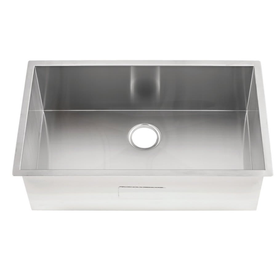 Single Bowl Kitchen Sink, Under Mount, 32 x 19 in, 10 in Bowl Depth, 16 ga Satin Steel, Stainless