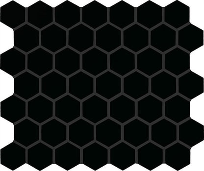 Unglazed Mosaics Black Hexagon 2X2 Matte