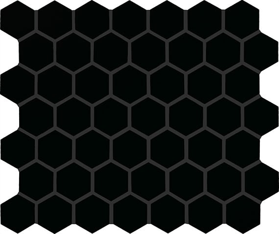 Unglazed Mosaics Black Hexagon 2X2 Matte