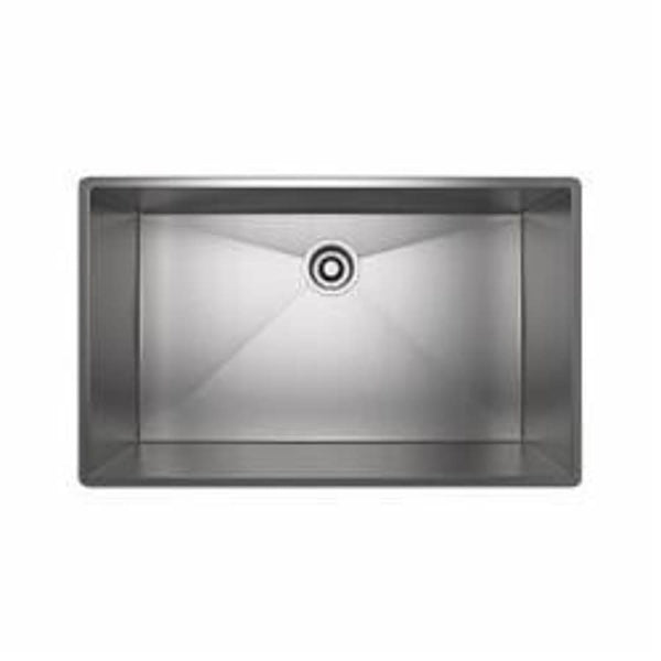 Single Bowl Kitchen Sink, Top/Under Mount, 34-1/2 x 19-1/2 in, 10 in Bowl Depth, 16 ga Brushed Stainless Steel Steel, Stainless
