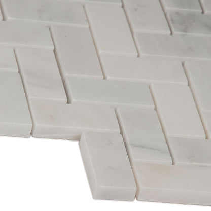 Arabescato Carrara Herringbone Pattern Honed in a Mesh